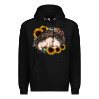 Black sleeping hedgehog sunflower leopard Premium Hoodie - Jasminsmagicworld
