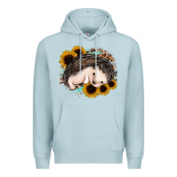 Blue Mist sleeping hedgehog sunflower leopard Premium Hoodie - Jasminsmagicworld