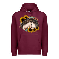 Burgundy sleeping hedgehog sunflower leopard Premium Hoodie - Jasminsmagicworld