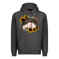 Charcoal Heather sleeping hedgehog sunflower leopard Premium Hoodie - Jasminsmagicworld