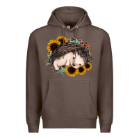 Coffee sleeping hedgehog sunflower leopard Premium Hoodie - Jasminsmagicworld