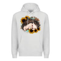 Dove Grey sleeping hedgehog sunflower leopard Premium Hoodie - Jasminsmagicworld