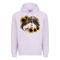 Lilac sleeping hedgehog sunflower leopard Premium Hoodie - Jasminsmagicworld
