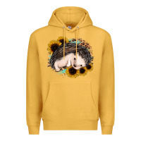 Mustard sleeping hedgehog sunflower leopard Premium Hoodie - Jasminsmagicworld