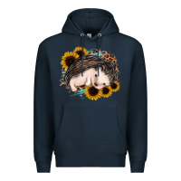 Navy sleeping hedgehog sunflower leopard Premium Hoodie - Jasminsmagicworld