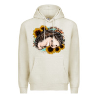 Oatmeal Heather sleeping hedgehog sunflower leopard Premium Hoodie - Jasminsmagicworld