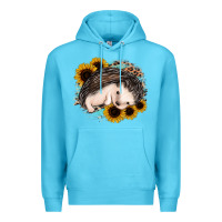 Ocean Blue sleeping hedgehog sunflower leopard Premium Hoodie - Jasminsmagicworld