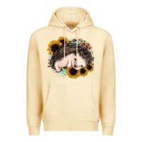 Pina Colada sleeping hedgehog sunflower leopard Premium Hoodie - Jasminsmagicworld