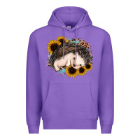 Purple sleeping hedgehog sunflower leopard Premium Hoodie - Jasminsmagicworld