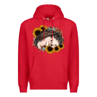 Red sleeping hedgehog sunflower leopard Premium Hoodie - Jasminsmagicworld