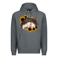 Rock sleeping hedgehog sunflower leopard Premium Hoodie - Jasminsmagicworld
