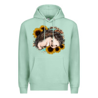 Seafoam sleeping hedgehog sunflower leopard Premium Hoodie - Jasminsmagicworld
