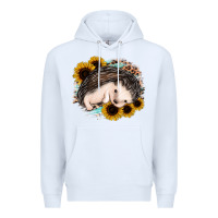 White sleeping hedgehog sunflower leopard Premium Hoodie - Jasminsmagicworld