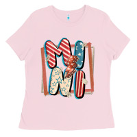 Bubblegum Pink 4th of July mini with lightning bolt Ladies Tee - FaDigitalArtStudio