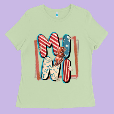 4th Of July Mini With Lightning Bolt Ladies Tee Designed By Fadigitalartstudio
