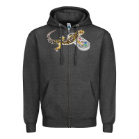 Charcoal Heather leopard gecko playing video game lizard & reptiles gamers t shirt Zipper Hoodie - linhVisuals