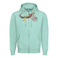 Seafoam leopard gecko playing video game lizard & reptiles gamers t shirt Zipper Hoodie - linhVisuals