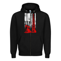 Black oilfield shirt   us flag oil rig shirt Zipper Hoodie - linhVisuals