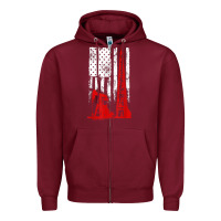 Burgundy oilfield shirt   us flag oil rig shirt Zipper Hoodie - linhVisuals