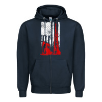 Navy oilfield shirt   us flag oil rig shirt Zipper Hoodie - linhVisuals