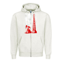 Oatmeal Heather oilfield shirt   us flag oil rig shirt Zipper Hoodie - linhVisuals