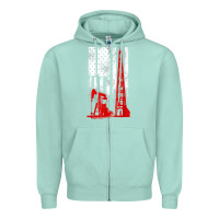 Seafoam oilfield shirt   us flag oil rig shirt Zipper Hoodie - linhVisuals