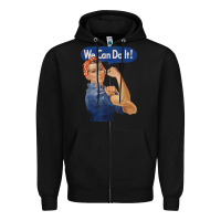 Black rosie the riveter shirt we can do it feminist retro t shirt Zipper Hoodie - linhVisuals