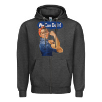 Charcoal Heather rosie the riveter shirt we can do it feminist retro t shirt Zipper Hoodie - linhVisuals