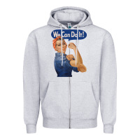 Heather Grey rosie the riveter shirt we can do it feminist retro t shirt Zipper Hoodie - linhVisuals