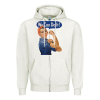 Oatmeal Heather rosie the riveter shirt we can do it feminist retro t shirt Zipper Hoodie - linhVisuals