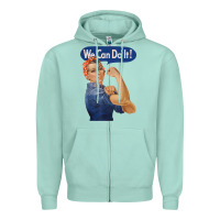 Seafoam rosie the riveter shirt we can do it feminist retro t shirt Zipper Hoodie - linhVisuals