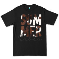 Black Summer Vibes Brown White Cowhide Premium Tee - CowCowDesign