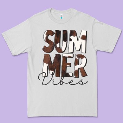 Summer Vibes Brown White Cowhide Premium Tee Designed By Cowcowdesign