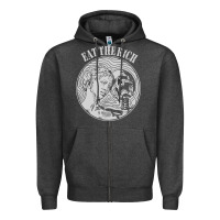 Charcoal Heather eat the rich Zipper Hoodie - linhVisuals