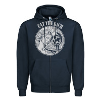 Navy eat the rich Zipper Hoodie - linhVisuals