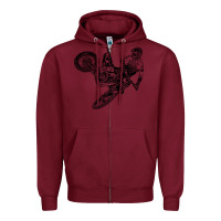 Burgundy Eli Tomac Jump Illustration Zipper Hoodie - linhVisuals
