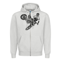 Dove Grey Eli Tomac Jump Illustration Zipper Hoodie - linhVisuals