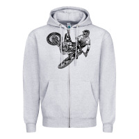 Heather Grey Eli Tomac Jump Illustration Zipper Hoodie - linhVisuals