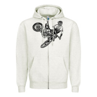 Oatmeal Heather Eli Tomac Jump Illustration Zipper Hoodie - linhVisuals