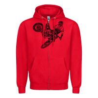 Red Eli Tomac Jump Illustration Zipper Hoodie - linhVisuals