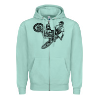 Seafoam Eli Tomac Jump Illustration Zipper Hoodie - linhVisuals