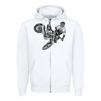 White Eli Tomac Jump Illustration Zipper Hoodie - linhVisuals