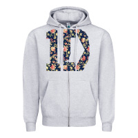 Heather Grey one direction flower [tw] Zipper Hoodie - linhVisuals