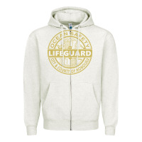 Oatmeal Heather honolulu lifeguard   lifeguard Zipper Hoodie - linhVisuals