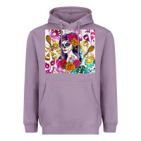 Lavender sugar skull girl Heavyweight Hoodie - RanaPortraitStore