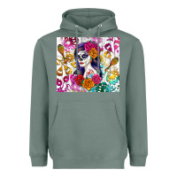Sage sugar skull girl Heavyweight Hoodie - RanaPortraitStore