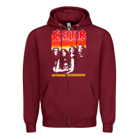 Burgundy kreator essential music Zipper Hoodie - linhVisuals
