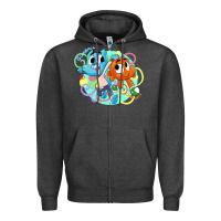 Charcoal Heather gumball and darwin Zipper Hoodie - linhVisuals