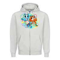 Dove Grey gumball and darwin Zipper Hoodie - linhVisuals