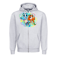 Heather Grey gumball and darwin Zipper Hoodie - linhVisuals